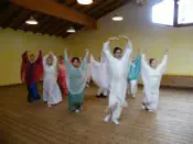 Eurythmy. Libertad Aguilar dancing with a group.